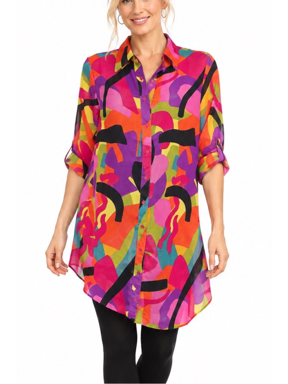 Live 4 Truth vibrant tunic top, abstract geometric print